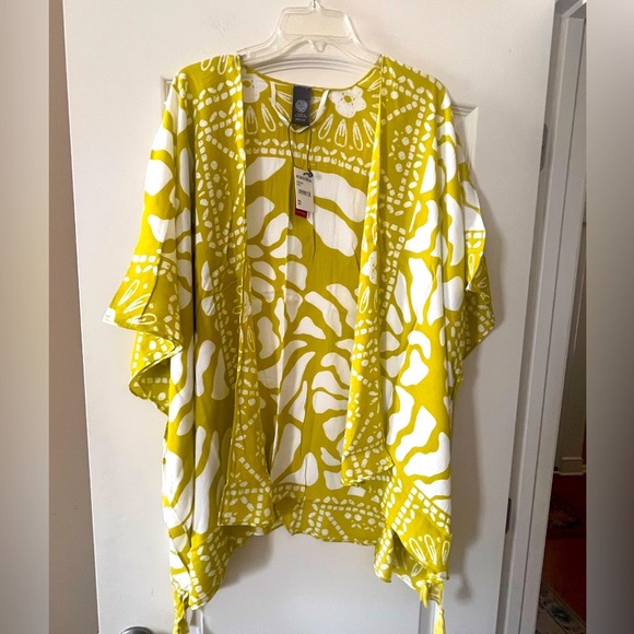 Tops - Vince Camuto Citron Floral Kimono Top Ruana, Open Wrap OSFM
